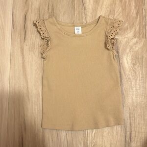 Gap Short Sleeve Shirt Top Tan Lace Size 2t